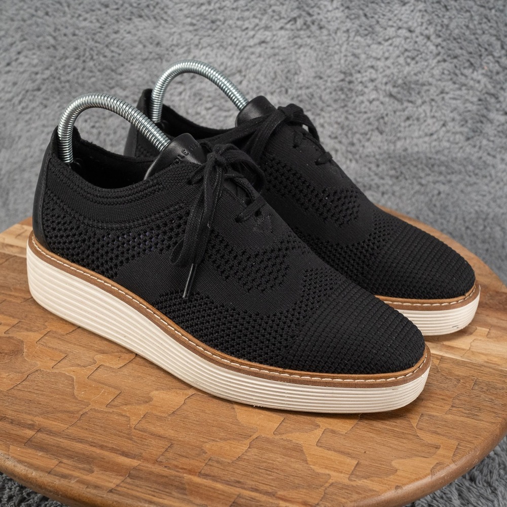 [W28352] WOMENS 8 B COLE HAAN ØRIGINALGRAND STITCHLITE PLATFORM WINGTIP OXFORDS